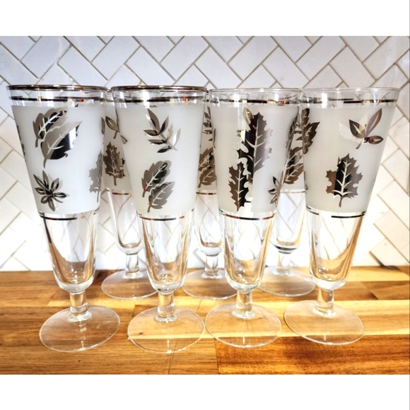Vintage Libbey Silver Leaf Liquor Champagne Glasses (set of 7) - Picture 1 of 9